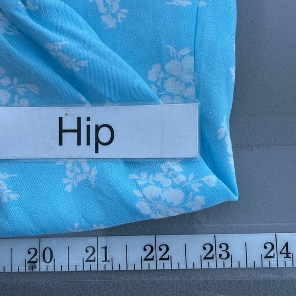 Abound Dress Womens Large Blue Floral NWT Short Sleeve Buttons A-Line - Picture 15 of 16